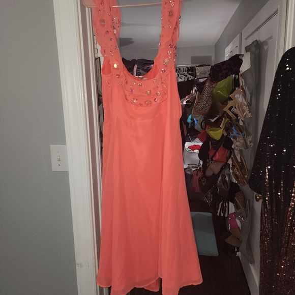 NWT ASOS CURVE NEON ORANGE EMBELLISHED DRESS SIZE 18 - Picture 10 of 13